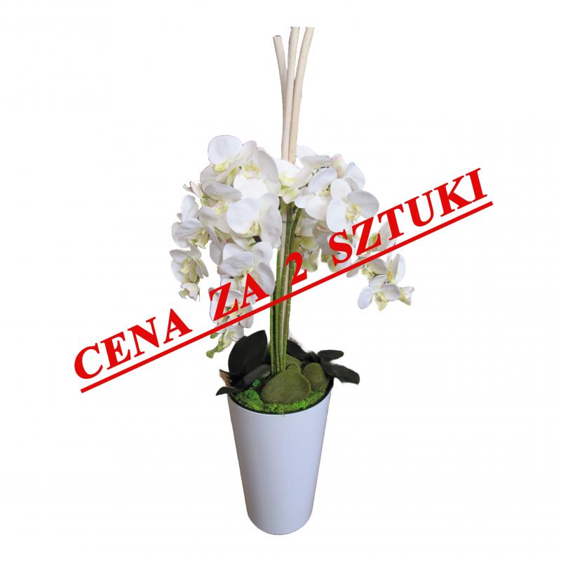 Sztuczne storczyki x6 białe w doniczce 120cm (2 szt.)